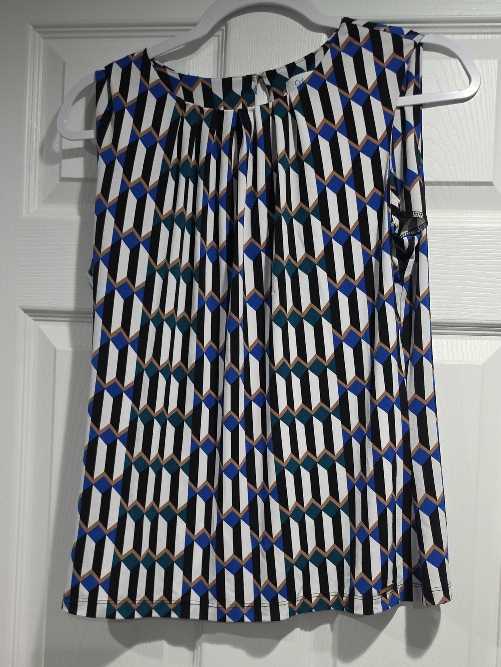 Calvin Klein Geometric Print Camisole in Royal Blue, Black, White & Teal